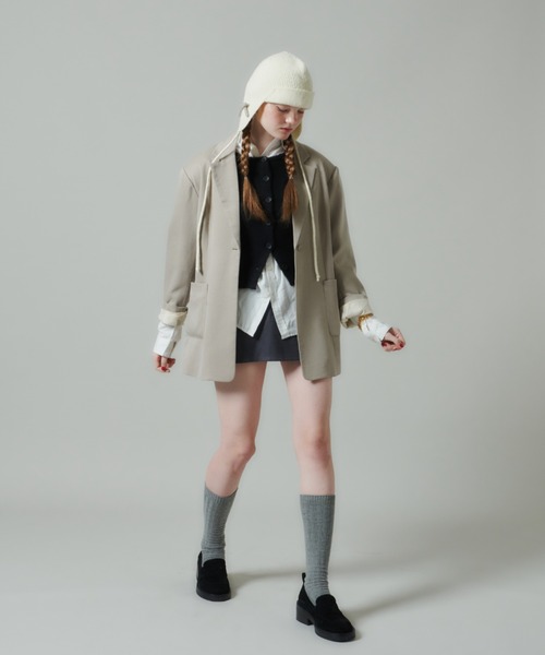 GIUNON（ジウノン）の「ribbon knit cap / リボンニットキャップ（ニットキャップ/ビーニー・レディース・アイボリー/グレー/ライトブルー・FREE）」の14枚目の写真