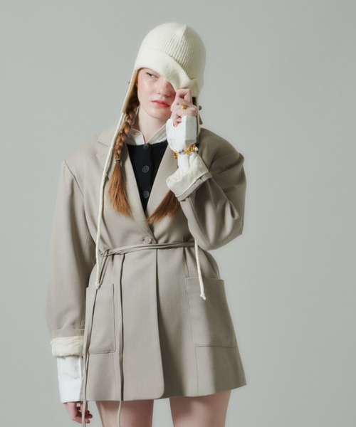 GIUNON（ジウノン）の「ribbon knit cap / リボンニットキャップ（ニットキャップ/ビーニー・レディース・アイボリー/グレー/ライトブルー・FREE）」の9枚目の写真