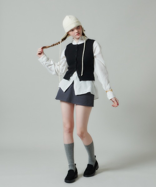 GIUNON（ジウノン）の「ribbon knit cap / リボンニットキャップ（ニットキャップ/ビーニー・レディース・アイボリー/グレー/ライトブルー・FREE）」の13枚目の写真