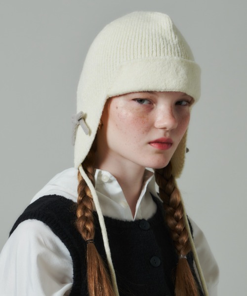 GIUNON（ジウノン）の「ribbon knit cap / リボンニットキャップ（ニットキャップ/ビーニー・レディース・アイボリー/グレー/ライトブルー・FREE）」の5枚目の写真