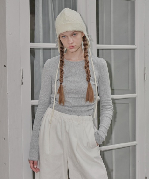 GIUNON（ジウノン）の「ribbon knit cap / リボンニットキャップ（ニットキャップ/ビーニー・レディース・アイボリー/グレー/ライトブルー・FREE）」の19枚目の写真