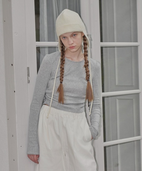 GIUNON（ジウノン）の「ribbon knit cap / リボンニットキャップ（ニットキャップ/ビーニー・レディース・アイボリー/グレー/ライトブルー・FREE）」の20枚目の写真