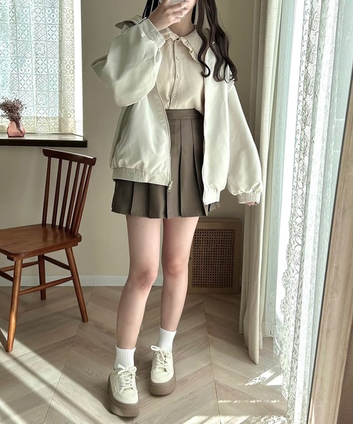 Cham.（チャム）の「古着っぽオーバーサイズジャケット（ブルゾン・レディース・ベージュ・F/M/L）」の14枚目の写真