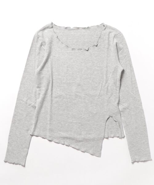aimoha(アイモハ)の「スリットデザインカットソー(Tシャツ/カットソー・レディース・ベージュ/ブラック/ライトグレー・LARGE/SMALL/MEDIUM)」の6枚目の写真