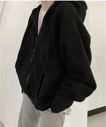 オーバーサイズ裏起毛ジップパーカー