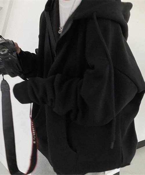 Jayro(ジャイロ)の「オーバーサイズ裏起毛ジップパーカー(パーカー・レディース・グレー/ブラック・M/S/L)」の9枚目の写真