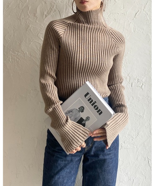 She's Closet(シーズクローゼット)の「ハイネックタイト長袖リブタートルニットプルオーバートップス(ニット/セーター・レディース・グリーン/テラコッタ/グレイッシュベージュ/アイボリー/カーキ/ブラック・FREE)」の9枚目の写真