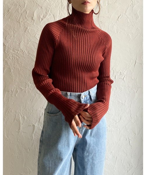 She's Closet(シーズクローゼット)の「ハイネックタイト長袖リブタートルニットプルオーバートップス(ニット/セーター・レディース・グリーン/テラコッタ/グレイッシュベージュ/アイボリー/カーキ/ブラック・FREE)」の10枚目の写真