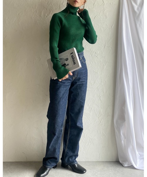 She's Closet(シーズクローゼット)の「ハイネックタイト長袖リブタートルニットプルオーバートップス(ニット/セーター・レディース・グリーン/テラコッタ/グレイッシュベージュ/アイボリー/カーキ/ブラック・FREE)」の12枚目の写真