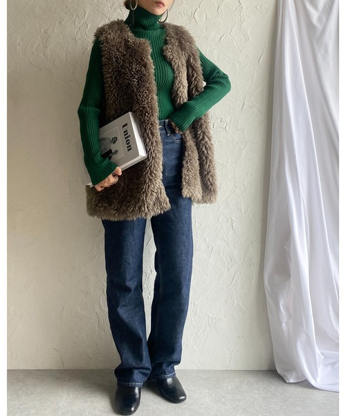 She's Closet(シーズクローゼット)の「ハイネックタイト長袖リブタートルニットプルオーバートップス(ニット/セーター・レディース・グリーン/テラコッタ/グレイッシュベージュ/アイボリー/カーキ/ブラック・FREE)」の13枚目の写真