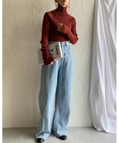 She's Closet(シーズクローゼット)の「ハイネックタイト長袖リブタートルニットプルオーバートップス(ニット/セーター・レディース・グリーン/テラコッタ/グレイッシュベージュ/アイボリー/カーキ/ブラック・FREE)」の14枚目の写真