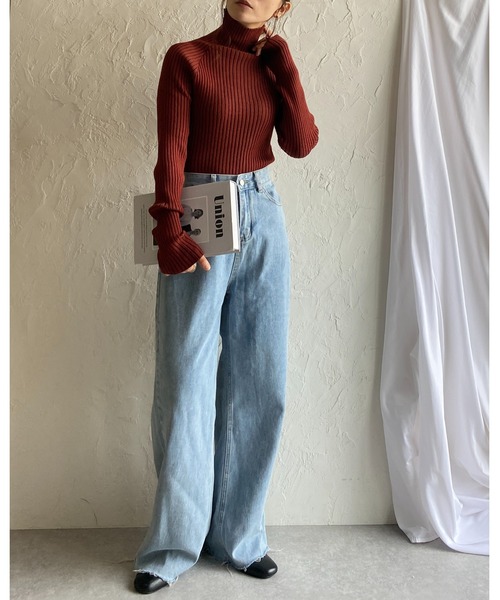 She's Closet(シーズクローゼット)の「ハイネックタイト長袖リブタートルニットプルオーバートップス(ニット/セーター・レディース・グリーン/テラコッタ/グレイッシュベージュ/アイボリー/カーキ/ブラック・FREE)」の15枚目の写真