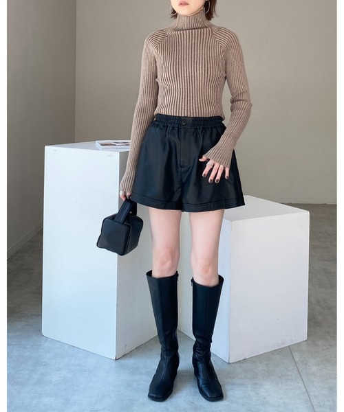 She's Closet(シーズクローゼット)の「ハイネックタイト長袖リブタートルニットプルオーバートップス(ニット/セーター・レディース・グリーン/テラコッタ/グレイッシュベージュ/アイボリー/カーキ/ブラック・FREE)」の22枚目の写真