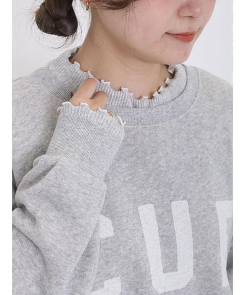 Samansa Mos2（サマンサ モスモス）の「飛び裏毛ロゴプリントゆるスウェット（Tシャツ/カットソー・レディース・ベージュ/ネイビー/グレー/キナリ・F）」の6枚目の写真