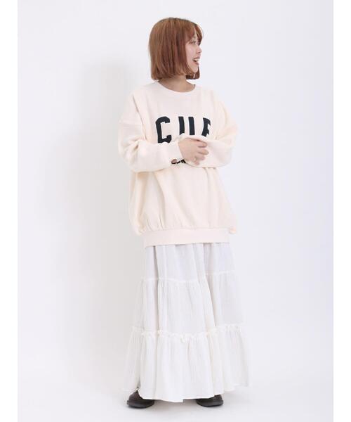 Samansa Mos2（サマンサ モスモス）の「飛び裏毛ロゴプリントゆるスウェット（Tシャツ/カットソー・レディース・ベージュ/ネイビー/グレー/キナリ・F）」の14枚目の写真