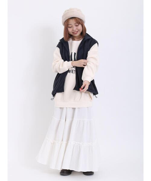 Samansa Mos2（サマンサ モスモス）の「飛び裏毛ロゴプリントゆるスウェット（Tシャツ/カットソー・レディース・ベージュ/ネイビー/グレー/キナリ・F）」の16枚目の写真