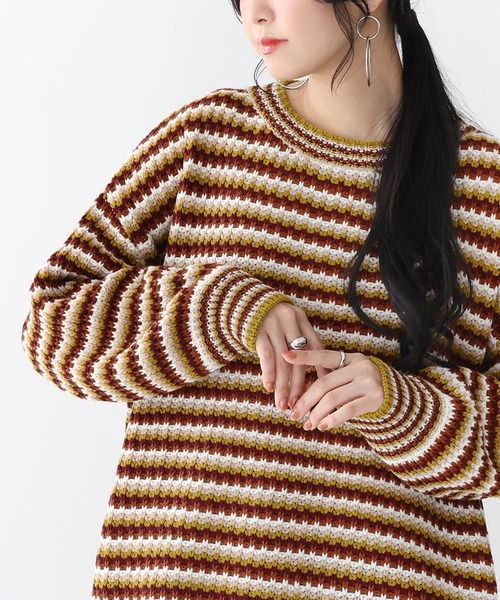 osharewalker（オシャレウォーカー）の「【廃盤】『マルチボーダー柄ニット』（ニット/セーター・レディース・グレイッシュブルー/テラコッタ・FREE）」の15枚目の写真