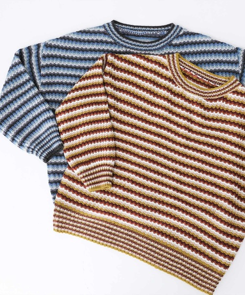 osharewalker（オシャレウォーカー）の「【廃盤】『マルチボーダー柄ニット』（ニット/セーター・レディース・グレイッシュブルー/テラコッタ・FREE）」の17枚目の写真