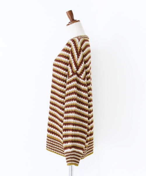 osharewalker（オシャレウォーカー）の「【廃盤】『マルチボーダー柄ニット』（ニット/セーター・レディース・グレイッシュブルー/テラコッタ・FREE）」の3枚目の写真