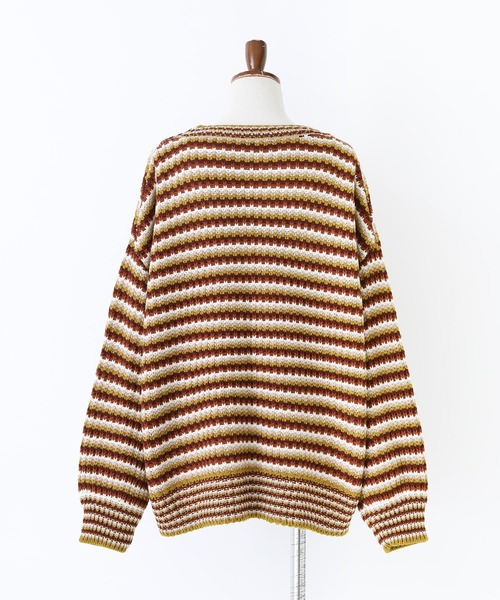 osharewalker（オシャレウォーカー）の「【廃盤】『マルチボーダー柄ニット』（ニット/セーター・レディース・グレイッシュブルー/テラコッタ・FREE）」の4枚目の写真