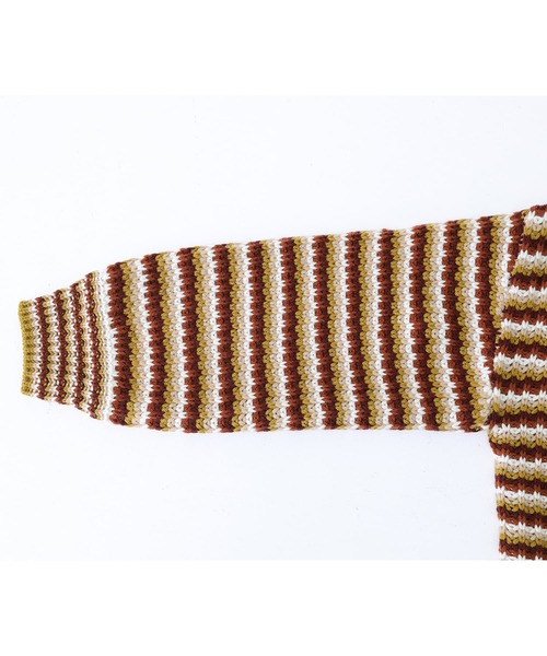 osharewalker（オシャレウォーカー）の「【廃盤】『マルチボーダー柄ニット』（ニット/セーター・レディース・グレイッシュブルー/テラコッタ・FREE）」の5枚目の写真