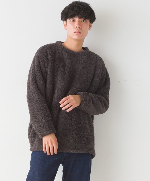 OMNES(オムネス)の「メンズあったかふわシャギープルオーバー(Tシャツ/カットソー・メンズ・チャコール/ネイビー・LARGE/MEDIUM)」の3枚目の写真