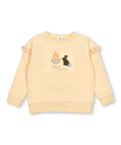 Noeil aime BeBe(ノイユエイムベベ)の「袖フリルベア裏毛起毛ウサギトレーナ―(80~130cm)(スウェット・キッズ・オフホワイト/ピンク・90cm/100cm/80cm/110cm/120cm/130cm)」の9枚目の写真