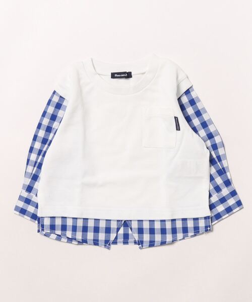 Moujonjon（ムージョンジョン）の「鹿の子ベスト重ね着風シャツ（Tシャツ/カットソー・キッズ・ネイビー/ホワイト・90/100/110/120/130/140/80）」の3枚目の写真