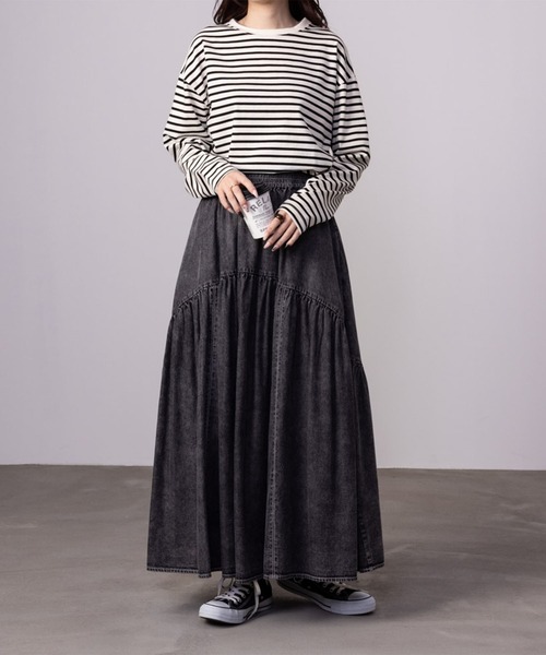 NAVY(ネイビー)の「NAVY ベーシック ボーダー長袖Tシャツ ロンT(Tシャツ/カットソー・レディース・ホワイト×ブラック/グレー×ホワイト/ベージュ系その他・L/M/S/XL)」の8枚目の写真
