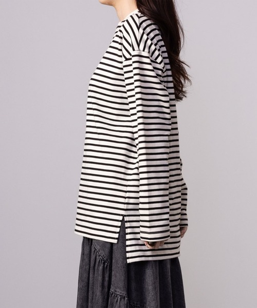 NAVY(ネイビー)の「NAVY ベーシック ボーダー長袖Tシャツ ロンT(Tシャツ/カットソー・レディース・ホワイト×ブラック/グレー×ホワイト/ベージュ系その他・L/M/S/XL)」の6枚目の写真