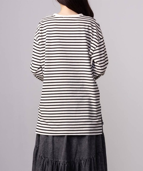 NAVY(ネイビー)の「NAVY ベーシック ボーダー長袖Tシャツ ロンT(Tシャツ/カットソー・レディース・ホワイト×ブラック/グレー×ホワイト/ベージュ系その他・L/M/S/XL)」の7枚目の写真