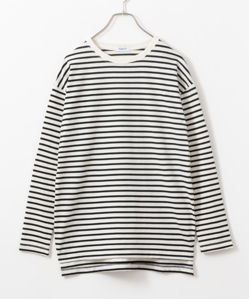 NAVY(ネイビー)の「NAVY ベーシック ボーダー長袖Tシャツ ロンT(Tシャツ/カットソー・レディース・ホワイト×ブラック/グレー×ホワイト/ベージュ系その他・L/M/S/XL)」の9枚目の写真