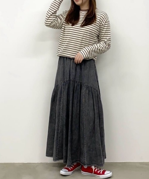 NAVY(ネイビー)の「NAVY ベーシック ボーダー長袖Tシャツ ロンT(Tシャツ/カットソー・レディース・ホワイト×ブラック/グレー×ホワイト/ベージュ系その他・L/M/S/XL)」の17枚目の写真