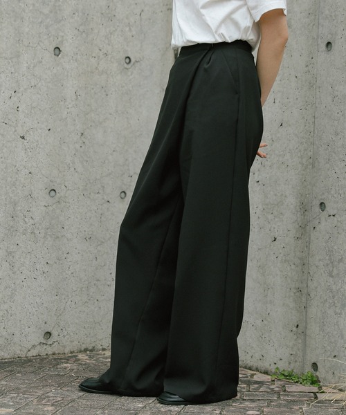 select MOCA(セレクトモカ)の「ラップワイドパンツ(スラックス・レディース・カーキ/グレイッシュベージュ/ブラック・MEDIUM/SMALL)」の8枚目の写真