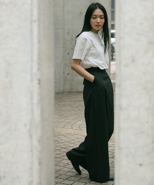 select MOCA(セレクトモカ)の「ラップワイドパンツ(スラックス・レディース・カーキ/グレイッシュベージュ/ブラック・MEDIUM/SMALL)」の12枚目の写真