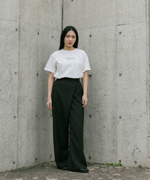 select MOCA(セレクトモカ)の「ラップワイドパンツ(スラックス・レディース・カーキ/グレイッシュベージュ/ブラック・MEDIUM/SMALL)」の4枚目の写真