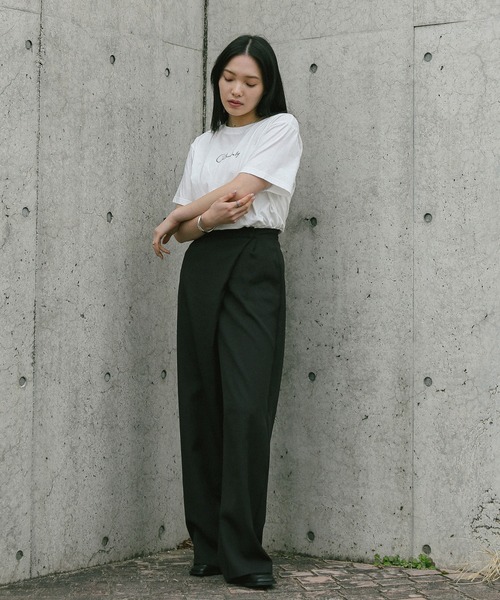 select MOCA(セレクトモカ)の「ラップワイドパンツ(スラックス・レディース・カーキ/グレイッシュベージュ/ブラック・MEDIUM/SMALL)」の10枚目の写真