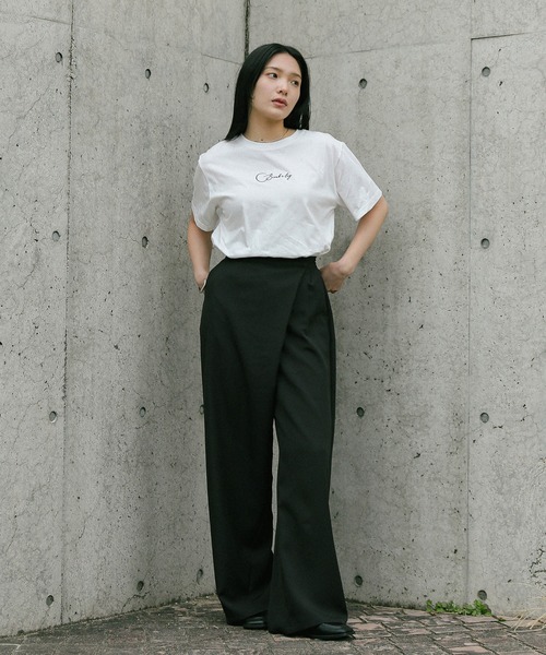 select MOCA(セレクトモカ)の「ラップワイドパンツ(スラックス・レディース・カーキ/グレイッシュベージュ/ブラック・MEDIUM/SMALL)」の7枚目の写真