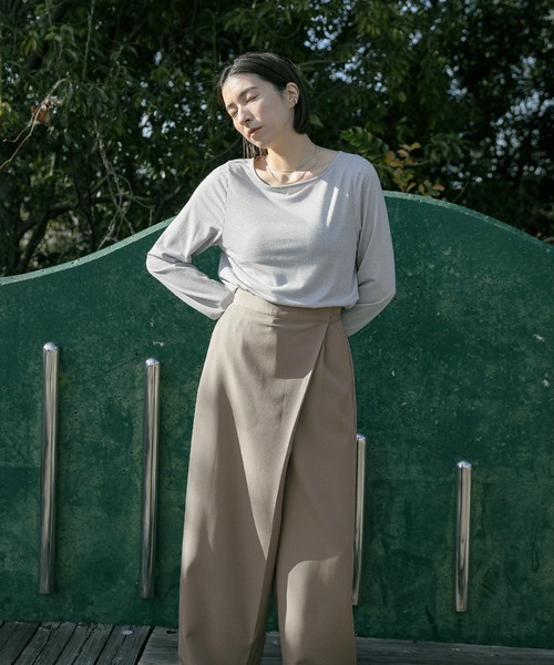 select MOCA(セレクトモカ)の「ラップワイドパンツ(スラックス・レディース・カーキ/グレイッシュベージュ/ブラック・MEDIUM/SMALL)」の19枚目の写真