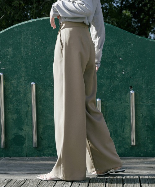 select MOCA(セレクトモカ)の「ラップワイドパンツ(スラックス・レディース・カーキ/グレイッシュベージュ/ブラック・MEDIUM/SMALL)」の20枚目の写真