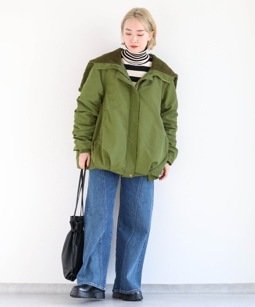 cepo（セポ）の「ソデギャザーバルーンボアブルゾン（ブルゾン・レディース・オリーブ/ブラック・M）」の4枚目の写真