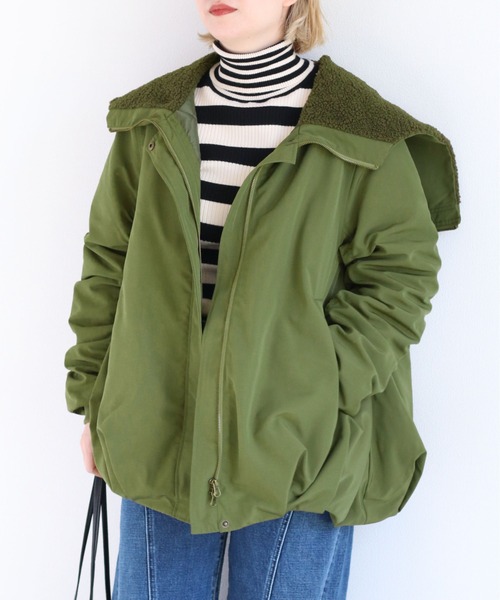 cepo（セポ）の「ソデギャザーバルーンボアブルゾン（ブルゾン・レディース・オリーブ/ブラック・M）」の3枚目の写真