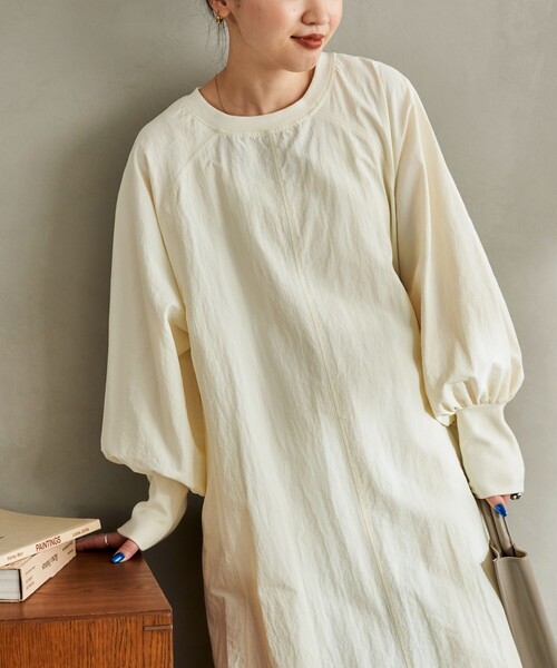 FREAK'S STORE（フリークスストア）の「限定展開　パネル ステッチデザイン ナイロンワンピース（ワンピース・レディース・ナチュラル/ブラック/オリーブ/サックスブルー・SMALL/MEDIUM）」の10枚目の写真