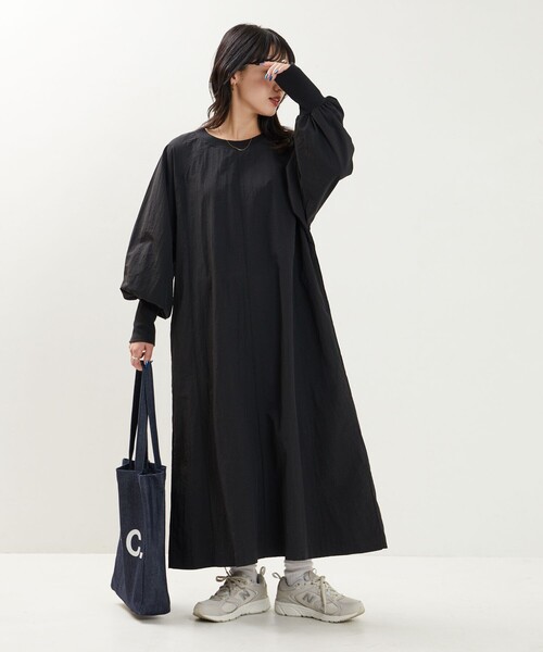 FREAK'S STORE（フリークスストア）の「限定展開　パネル ステッチデザイン ナイロンワンピース（ワンピース・レディース・ナチュラル/ブラック/オリーブ/サックスブルー・SMALL/MEDIUM）」の13枚目の写真