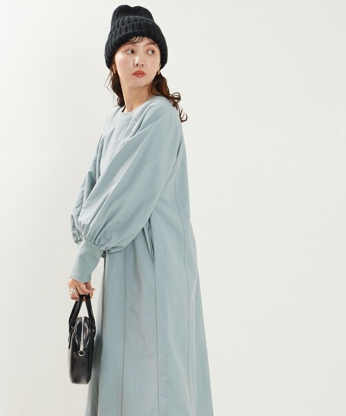 FREAK'S STORE（フリークスストア）の「限定展開　パネル ステッチデザイン ナイロンワンピース（ワンピース・レディース・ナチュラル/ブラック/オリーブ/サックスブルー・SMALL/MEDIUM）」の7枚目の写真