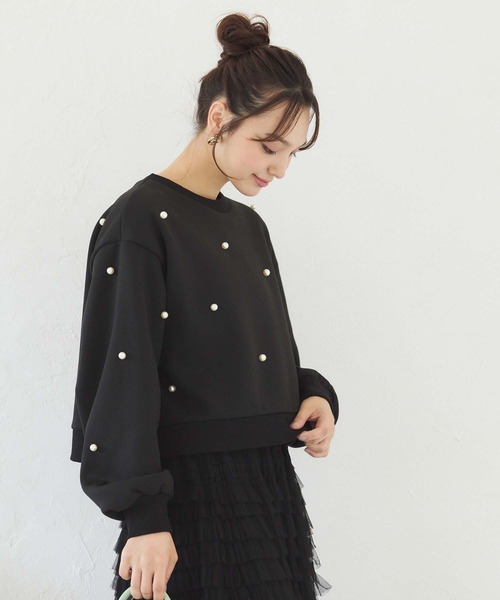 Edit Sheen（エディットシーン）の「裏起毛パールスウェット（スウェット・レディース・ブラック/グレー・M）」の2枚目の写真