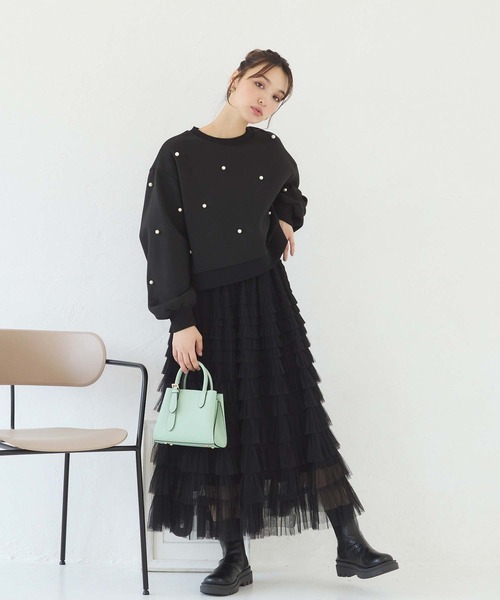 Edit Sheen（エディットシーン）の「裏起毛パールスウェット（スウェット・レディース・ブラック/グレー・M）」の6枚目の写真