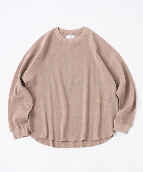 417 EDIFICE（フォーワンセブンエディフィス）の「メランジ ワッフル カットソー（Tシャツ/カットソー・メンズ・ホワイト/ベージュ/チャコールグレー・SMALL/MEDIUM/LARGE）」の3枚目の写真