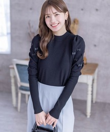 clear | リボン付きパフスリーブニットトップス≪2024SS新作≫(ニット/セーター)