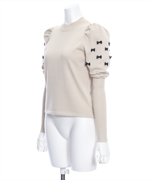 clear(クリア)の「リボン付きパフスリーブニットトップス≪2024SS新作≫(ニット/セーター・レディース・ブラック/オフホワイト/ベージュ・F)」の11枚目の写真